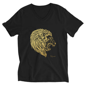 Unisex Short Sleeve ( regular fit ) Signature Lion Head V-Neck T-Shirt - righteous-and-dope