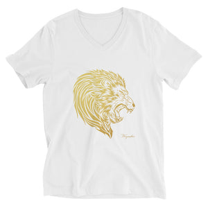 Unisex Short Sleeve ( regular fit ) Signature Lion Head V-Neck T-Shirt - righteous-and-dope