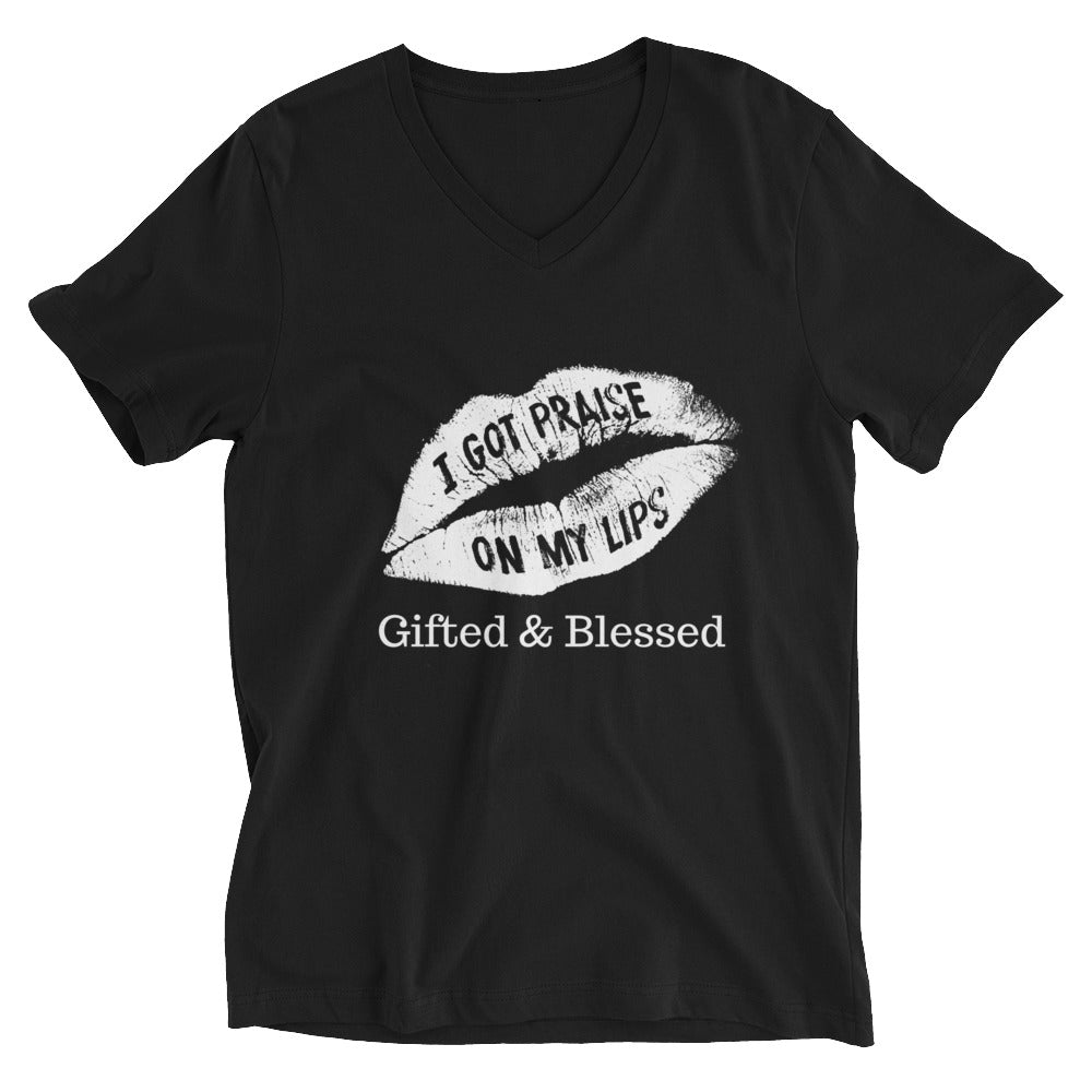 Women’s I Got Praise ( regular fit )  Short Sleeve V-Neck T-Shirt - righteous-and-dope